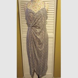 Missufe Sleeveless Spaghetti-Strap V-Neck Ruched Slit Midi Wrap Dress, Size XL